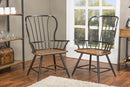Emma "Dark-Walnut" Wood and Black Metal Industrial Dining Arm Chair (Set of 2) Baxton