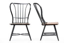 Emma "Dark-Walnut" Wood and Black Metal Industrial Dining Chair (Set of 2) Baxton