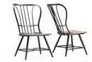 Emma "Dark-Walnut" Wood and Black Metal Industrial Dining Chair (Set of 2) Baxton