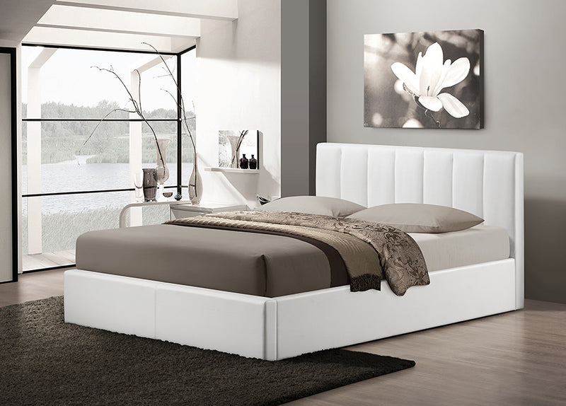 Agatha White Leather Contemporary Queen-Size Bed