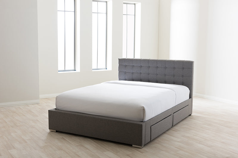 Pearson Modern and Contemporary King Size Gray Fabric 4-drawer Storage Platform Bed