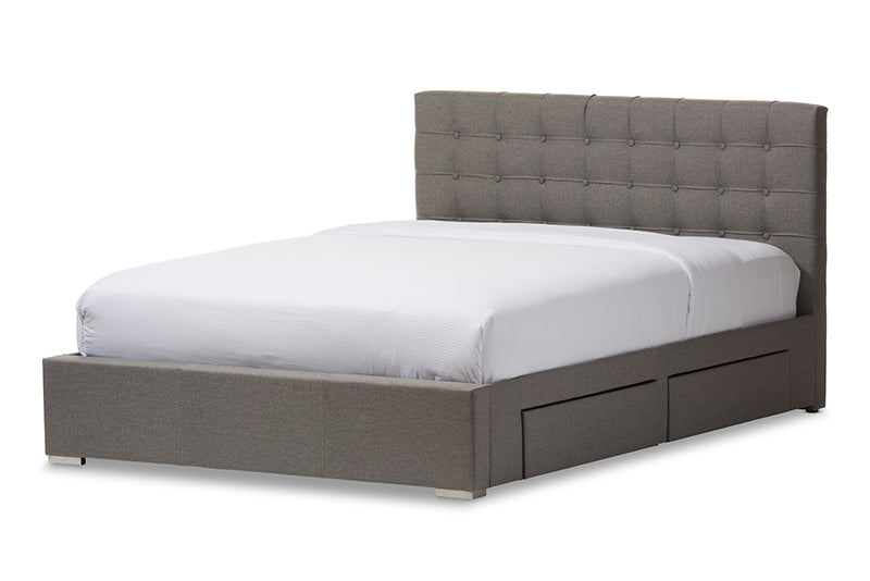 Pearson Modern and Contemporary King Size Gray Fabric 4-drawer Storage Platform Bed