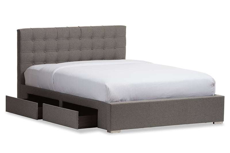 Pearson Modern and Contemporary King Size Gray Fabric 4-drawer Storage Platform Bed