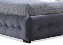 Elvina Gray Velvet Button-tufted Queen Platform Bed Baxton