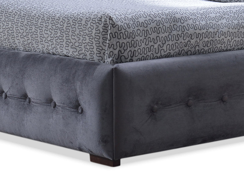 Elvina Modern and Contemporary Gray Velvet Button-tufted Queen Platform Bed