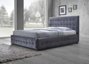Elvina Gray Velvet Button-tufted Queen Platform Bed Baxton