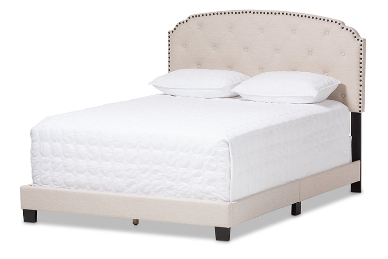 Jayliah Modern and Contemporary Light Beige Fabric Upholstered Queen Size Bed