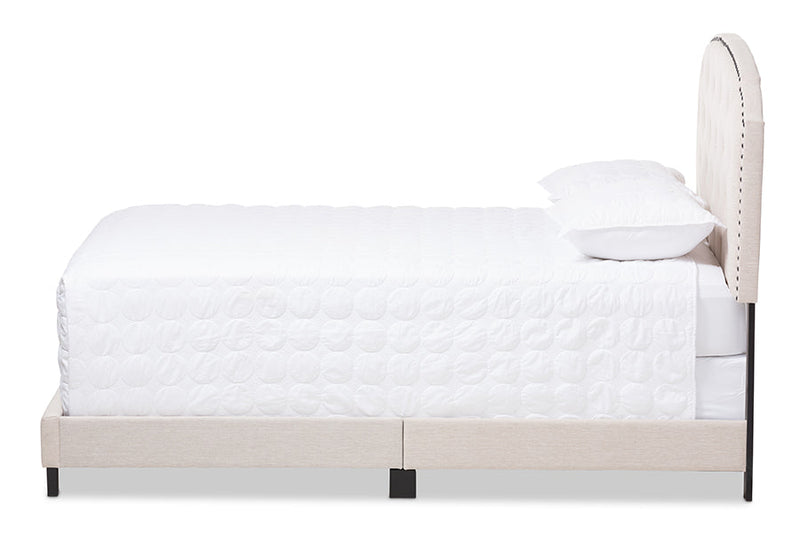 Jayliah Light Beige Fabric Upholstered King Size Bed Baxton