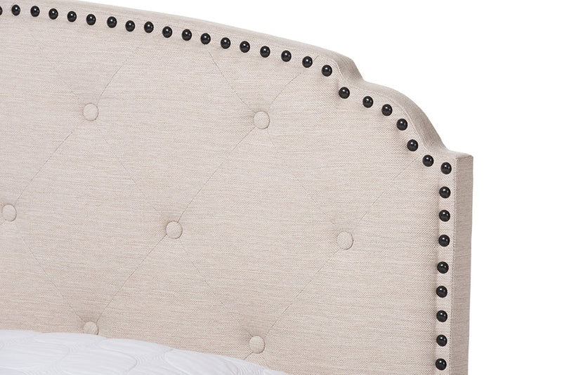 Jayliah Light Beige Fabric Upholstered King Size Bed Baxton