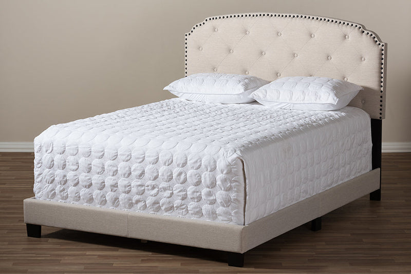 Jayliah Light Beige Fabric Upholstered King Size Bed Baxton