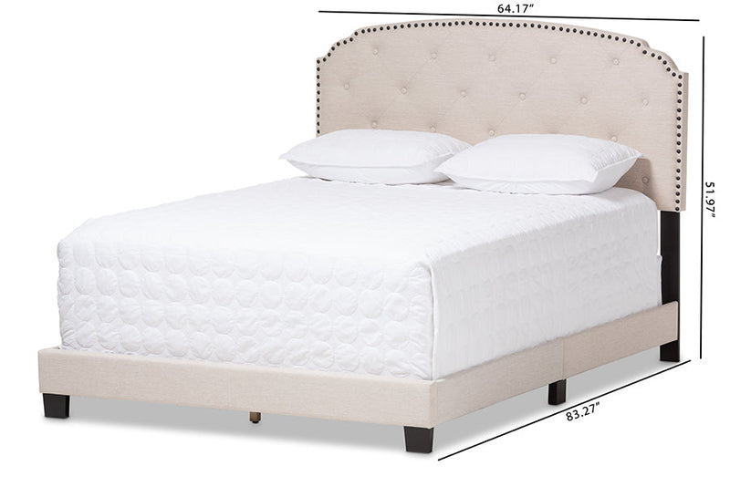 Jayliah Light Beige Fabric Upholstered King Size Bed Baxton