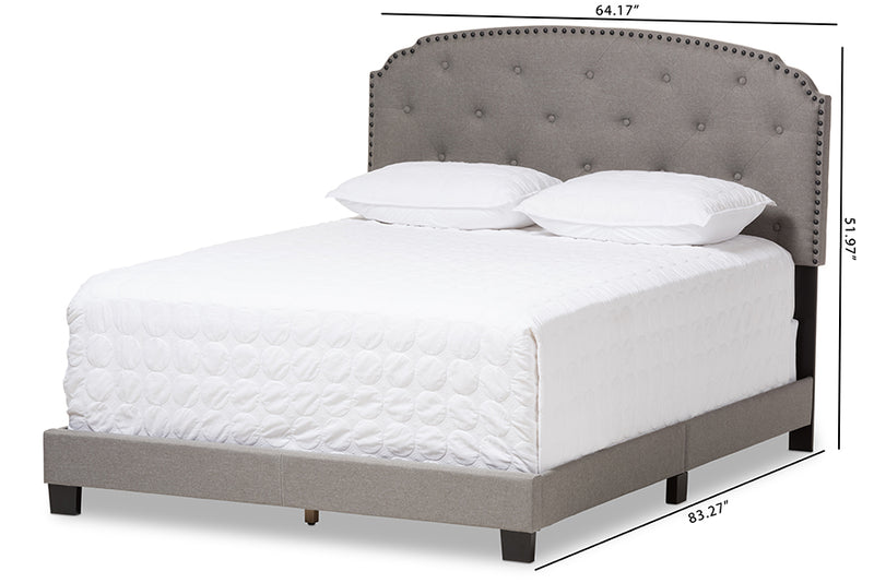 Jayliah Modern and Contemporary Light Gray Fabric Upholstered Queen Size Bed