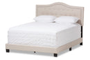 Patricia Light Beige Fabric Upholstered Queen Size Bed Baxton