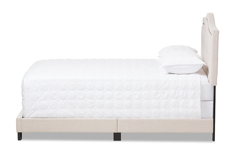 Patricia Light Beige Fabric Upholstered Queen Size Bed Baxton