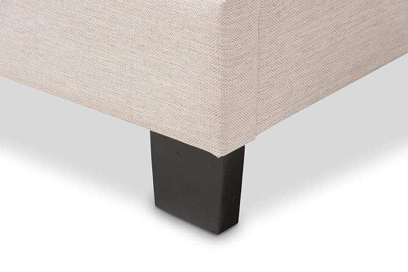 Patricia Light Beige Fabric Upholstered King Size Bed Baxton