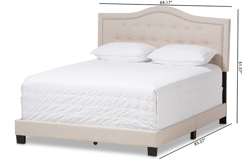 Patricia Light Beige Fabric Upholstered King Size Bed Baxton