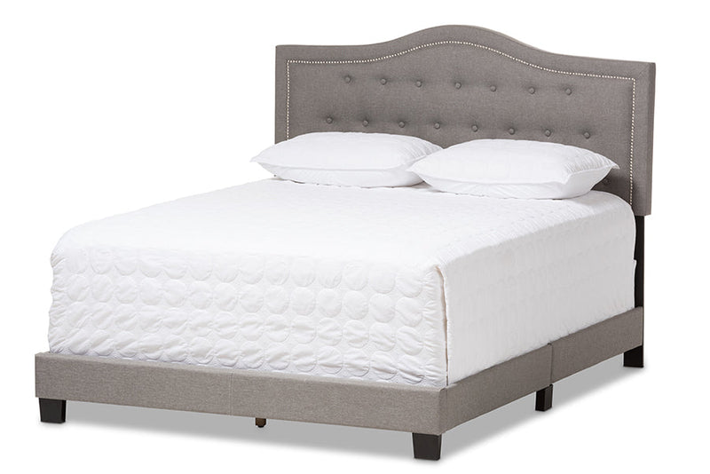 Patricia Light Gray Fabric Upholstered King Size Bed Baxton