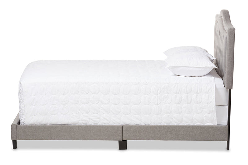 Patricia Light Gray Fabric Upholstered King Size Bed Baxton