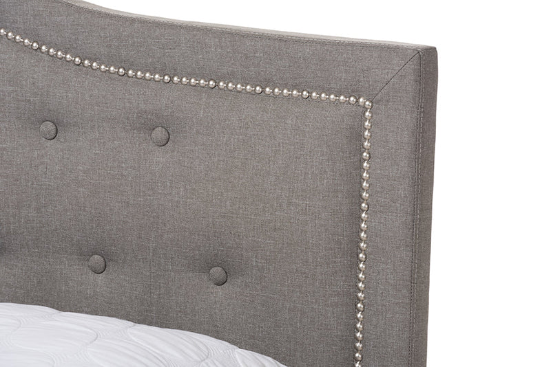 Patricia Light Gray Fabric Upholstered King Size Bed Baxton