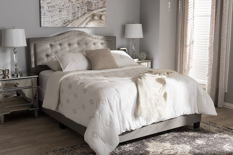 Patricia Light Gray Fabric Upholstered King Size Bed Baxton