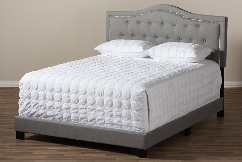Patricia Light Gray Fabric Upholstered King Size Bed Baxton