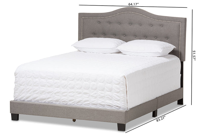 Patricia Light Gray Fabric Upholstered King Size Bed Baxton