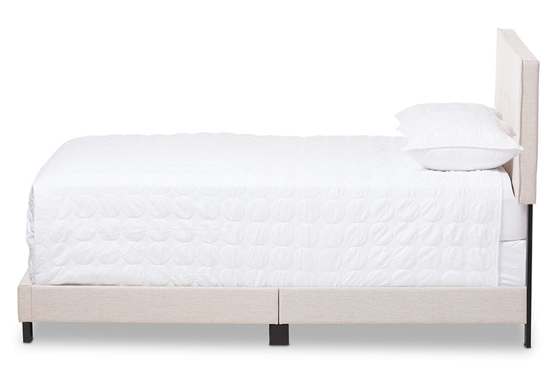 Eliseo Light Beige Fabric Upholstered Queen Size Bed Baxton
