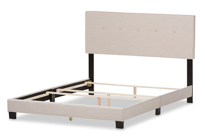 Eliseo Light Beige Fabric Upholstered Queen Size Bed Baxton