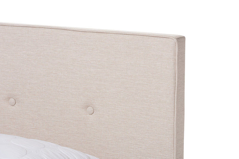Eliseo Light Beige Fabric Upholstered Queen Size Bed Baxton