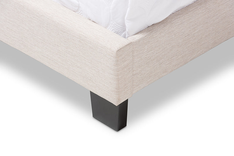 Eliseo Modern and Contemporary Light Beige Fabric Upholstered King Size Bed