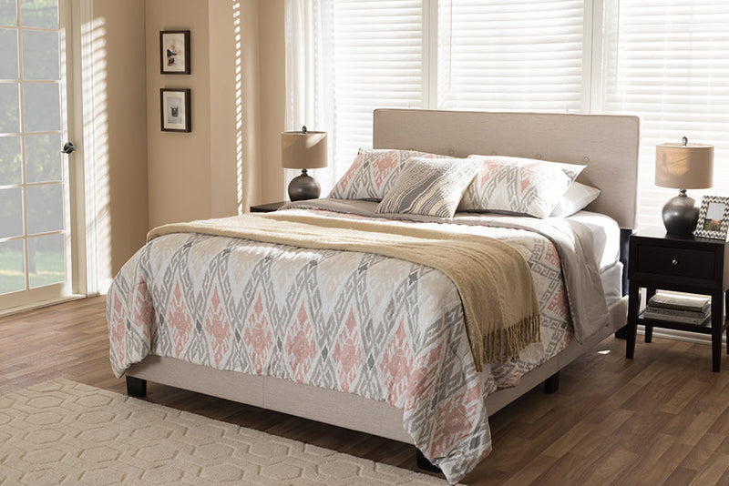 Eliseo Light Beige Fabric Upholstered Queen Size Bed Baxton