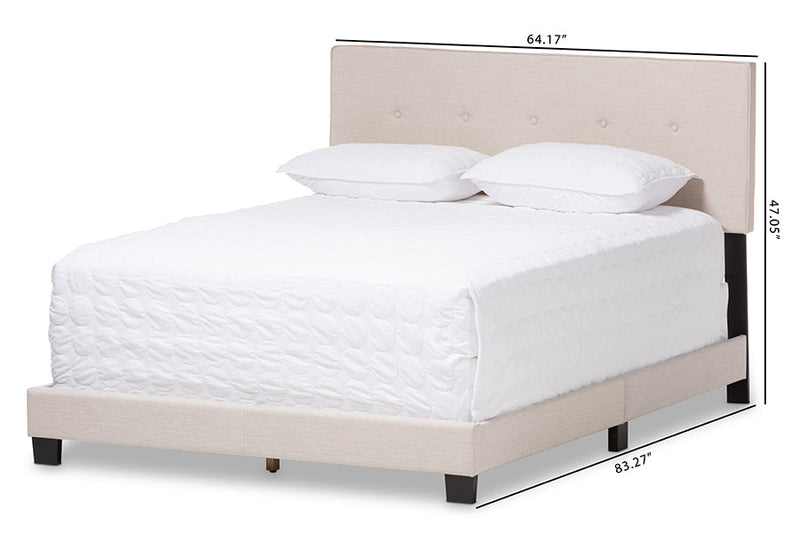 Eliseo Light Beige Fabric Upholstered Queen Size Bed Baxton