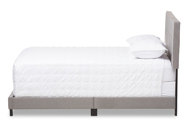Eliseo Light Gray Fabric Upholstered Queen Size Bed Baxton