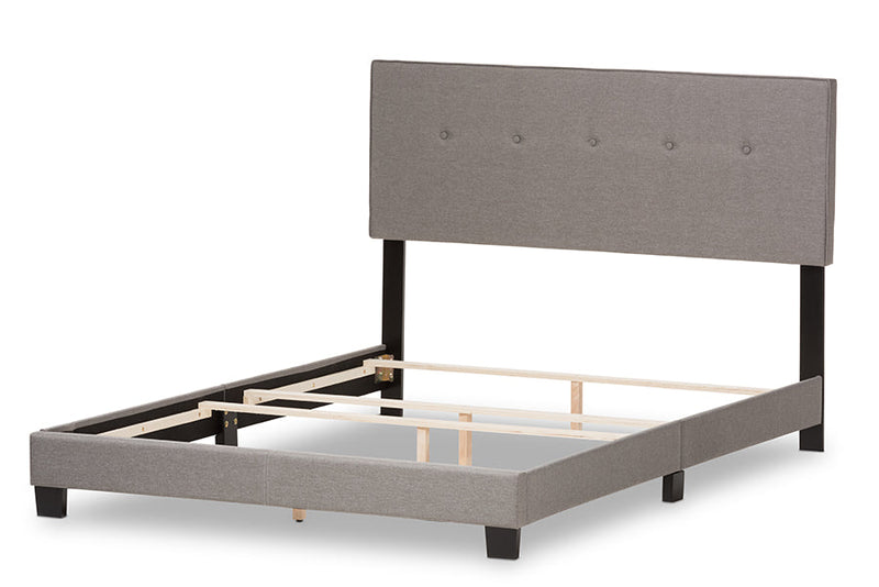 Eliseo Light Gray Fabric Upholstered Queen Size Bed Baxton