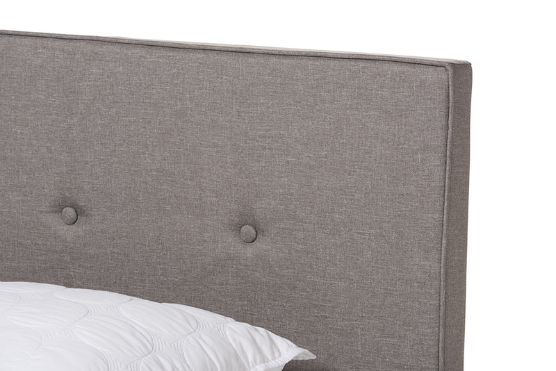 Eliseo Modern and Contemporary Light Gray Fabric Upholstered Queen Size Bed