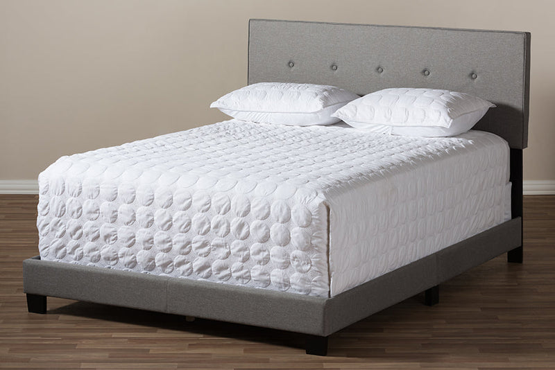 Eliseo Light Gray Fabric Upholstered Queen Size Bed Baxton
