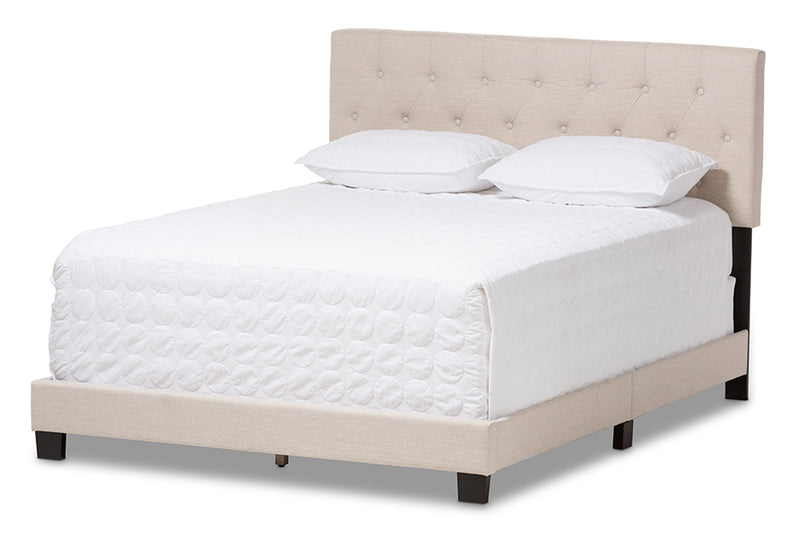 Celeste Modern and Contemporary Light Beige Fabric Upholstered Queen Size Bed