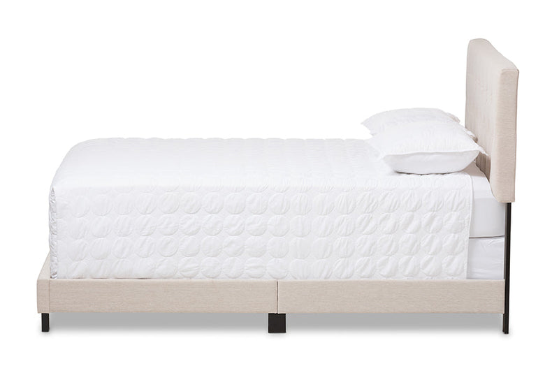 Celeste Light Beige Fabric Upholstered Queen Size Bed Baxton