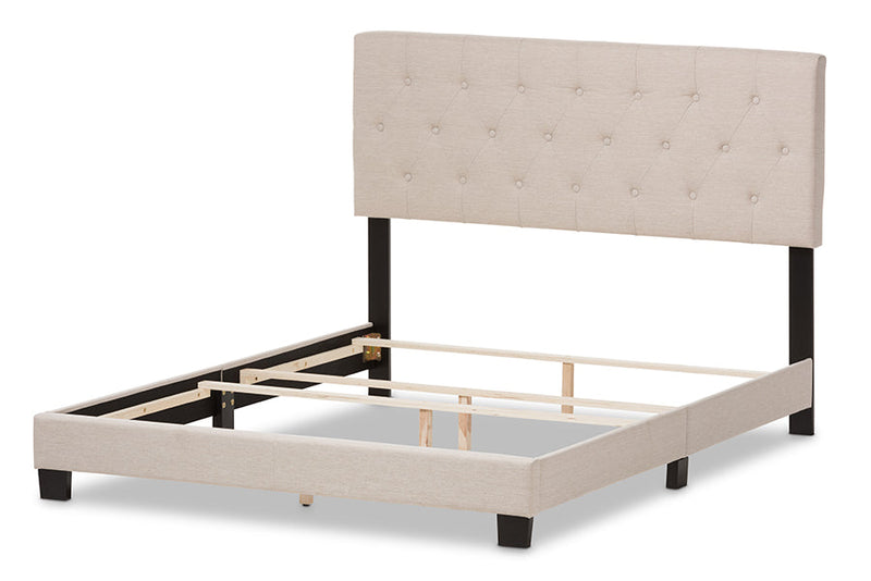Celeste Light Beige Fabric Upholstered Queen Size Bed Baxton