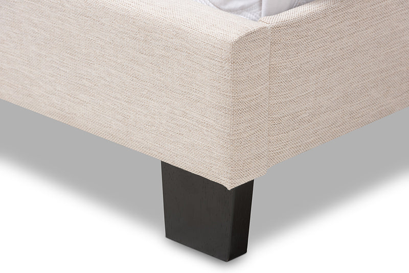 Celeste Modern and Contemporary Light Beige Fabric Upholstered King Size Bed