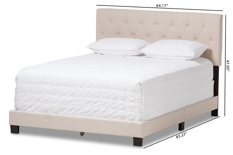 Celeste Modern and Contemporary Light Beige Fabric Upholstered Queen Size Bed