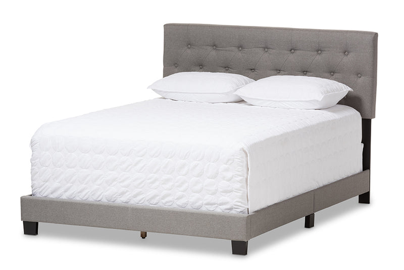 Celeste Modern and Contemporary Light Gray Fabric Upholstered Queen Size Bed