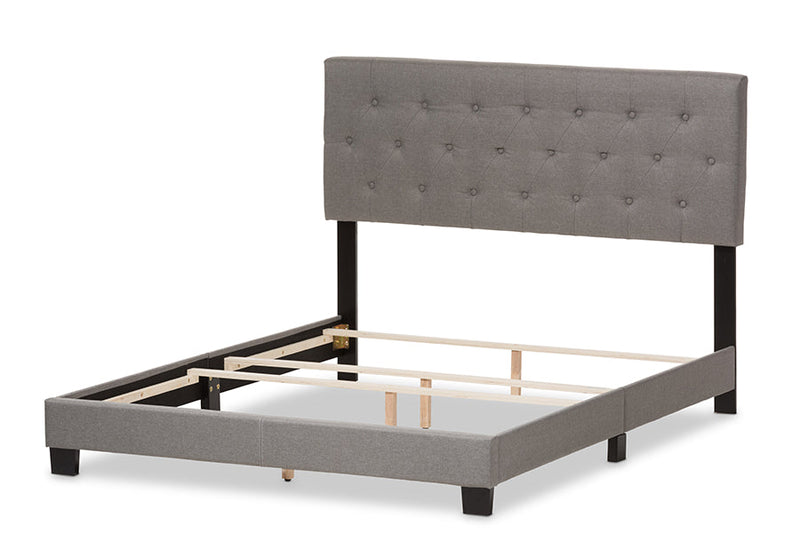Celeste Light Gray Fabric Upholstered King Size Bed Baxton