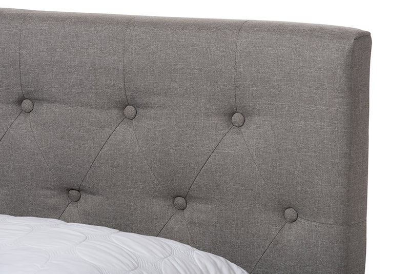Celeste Light Gray Fabric Upholstered King Size Bed Baxton