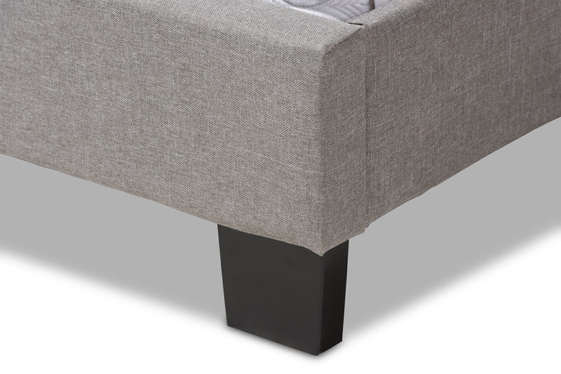 Celeste Modern and Contemporary Light Gray Fabric Upholstered Queen Size Bed