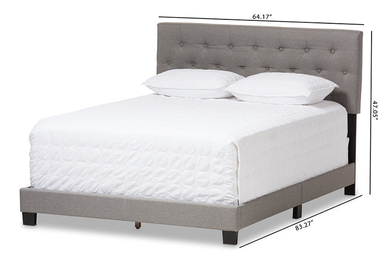 Celeste Light Gray Fabric Upholstered King Size Bed Baxton
