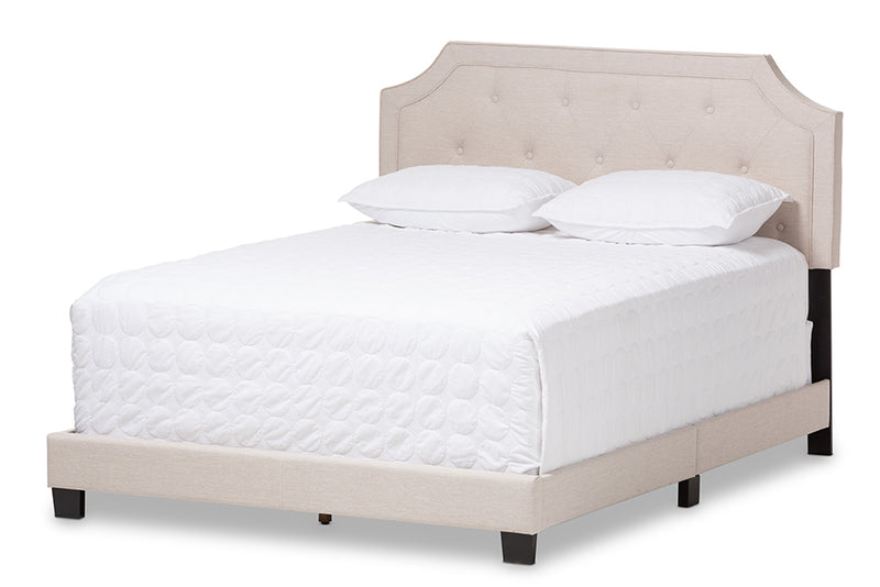 Barrett Modern and Contemporary Light Beige Fabric Upholstered Queen Size Bed