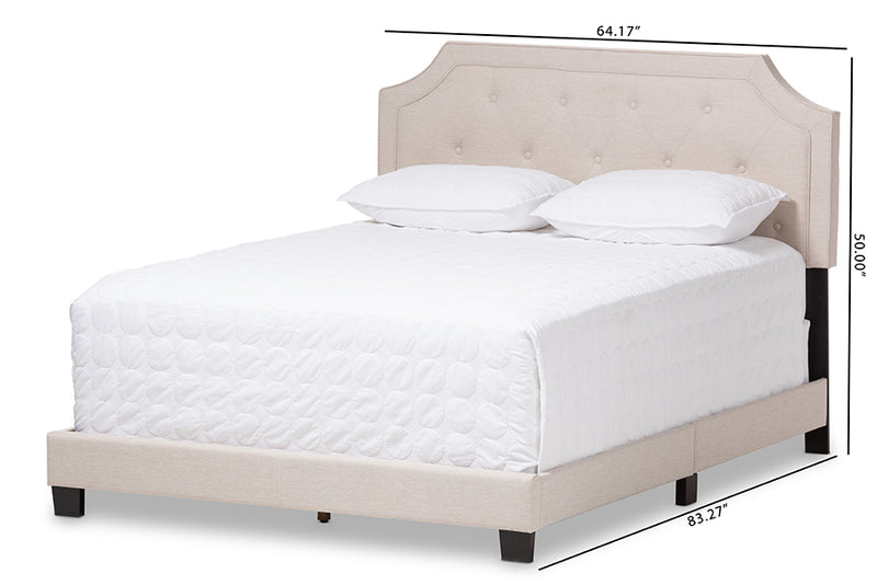 Barrett Modern and Contemporary Light Beige Fabric Upholstered Queen Size Bed