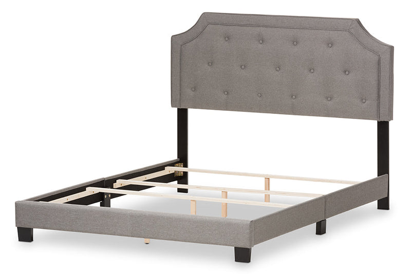 Barrett Light Gray Fabric Upholstered Full Size Bed Baxton