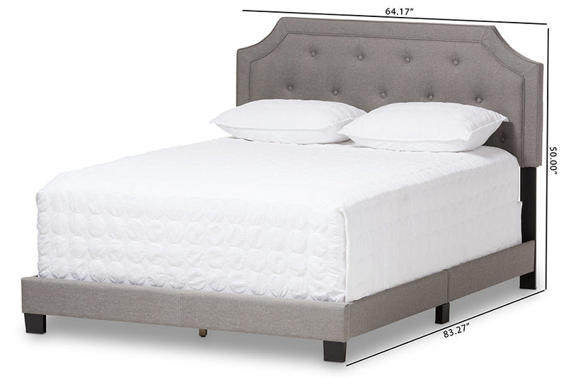 Barrett Light Gray Fabric Upholstered Full Size Bed Baxton